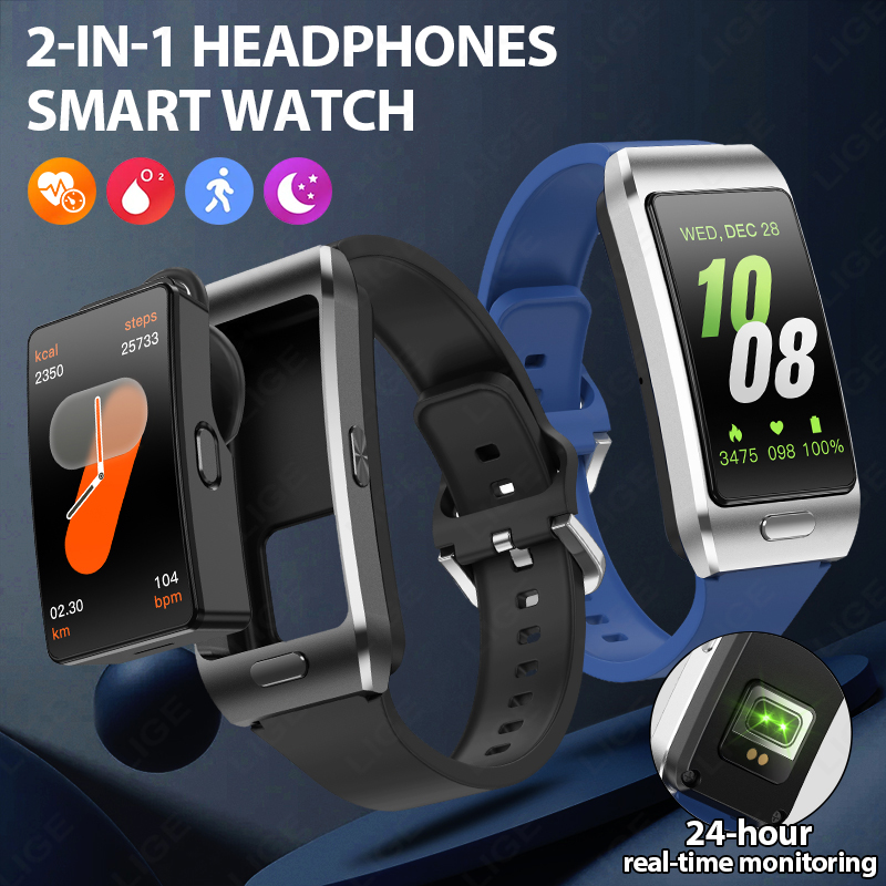 Wireless Earbuds Tws - LIGE ใหม่สมาร์ทวอทช์หูฟัง TWS 2 ใน 1