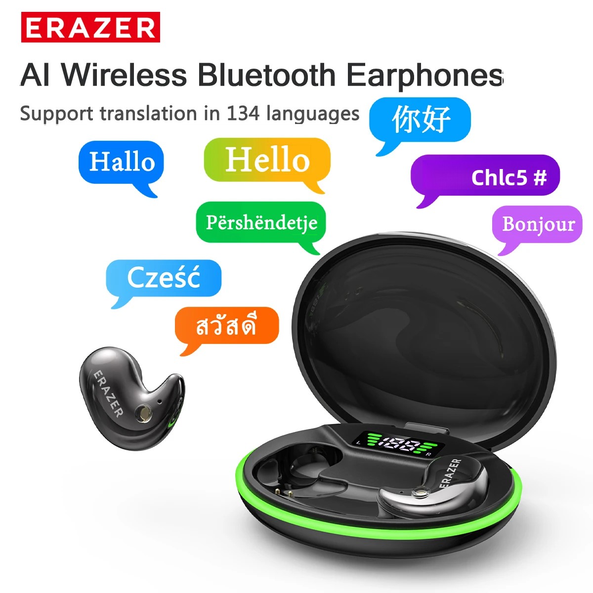 Wireless Earbuds Tws - หูฟังบลูทูธแบบอินเอียร์ EARZER XF58 พร้อมไมโครโฟน หูฟังแปลภาษา TWS