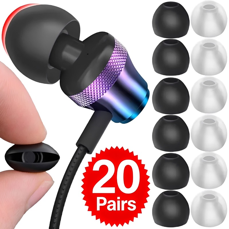 1-20 คู่ จุกหูฟังซิลิโคนนุ่มสำ - Silicone Ear Tip Replacement บทวิจารณ์และราคา