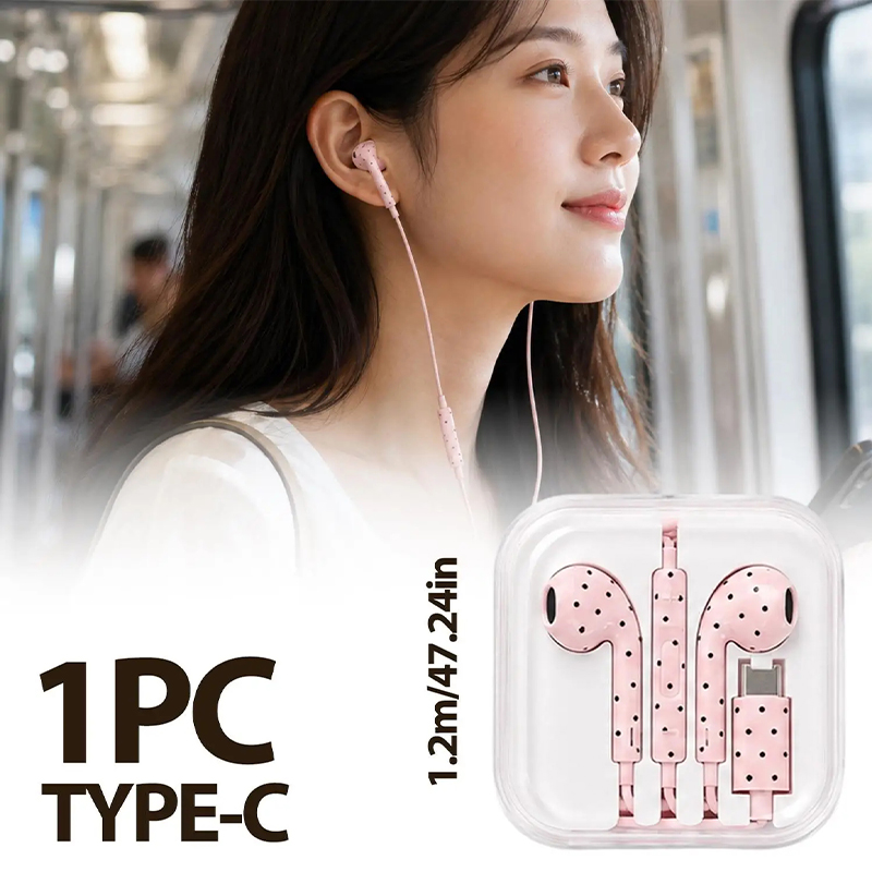 หูฟังแบบมีสายลายจุดน่ารัก รุ่น - Wired Earphone Mic บทวิจารณ์และราคา