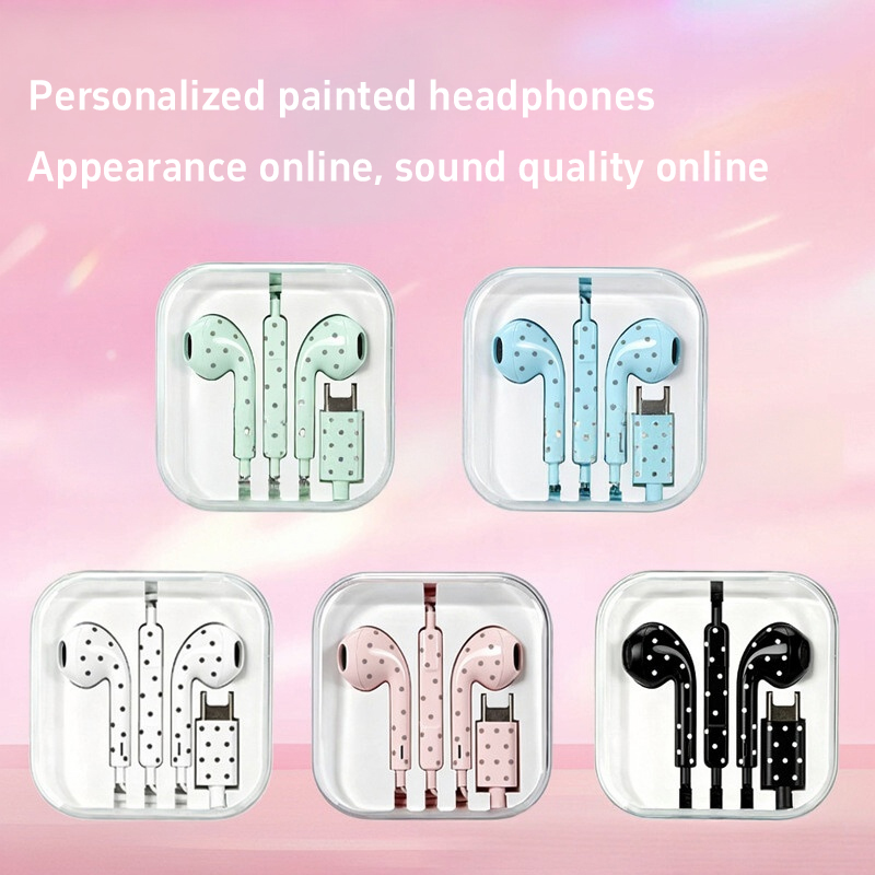 หูฟังแบบมีสายลายจุดน่ารัก รุ่น - Wired Earphone Mic บทวิจารณ์และราคา